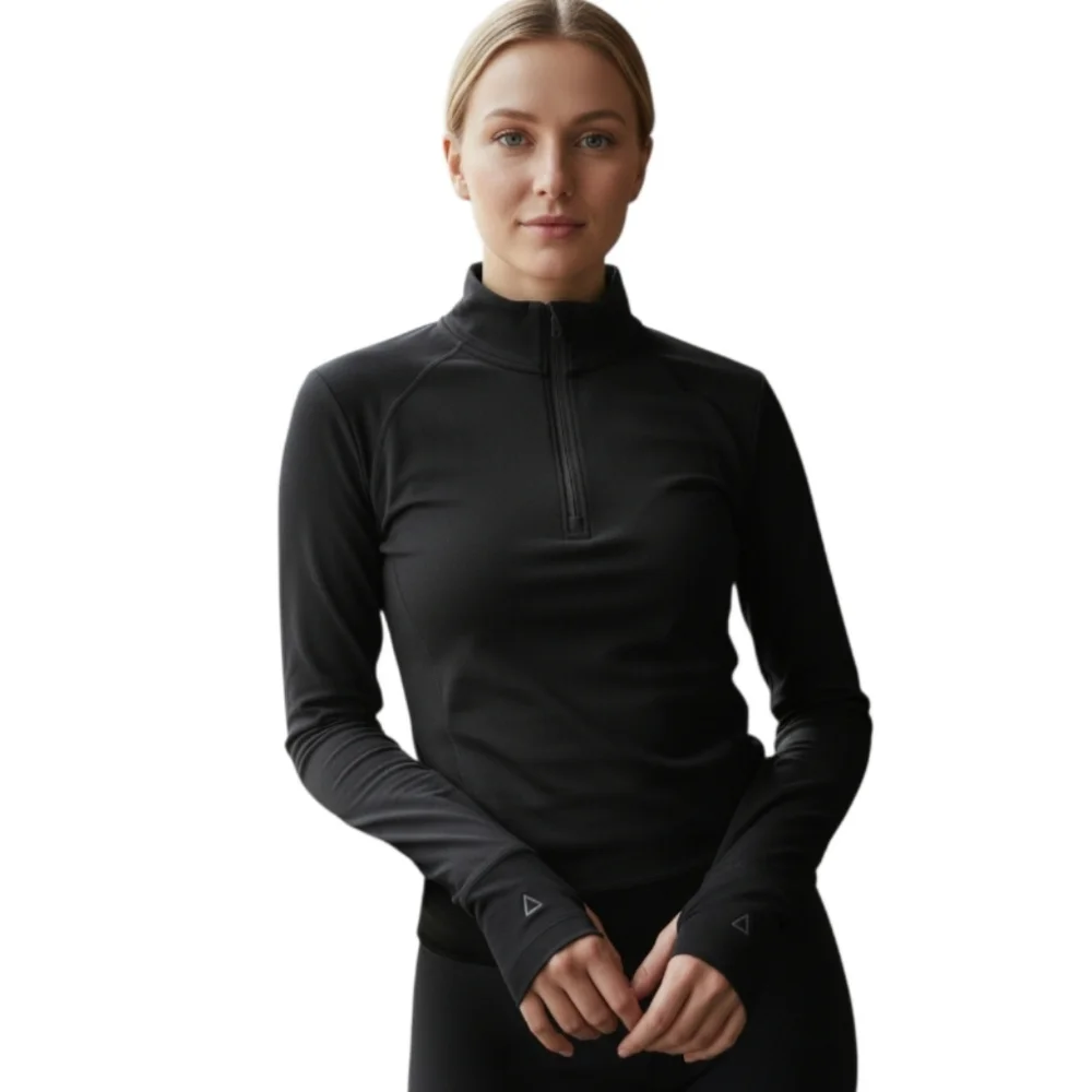 PINK Victoria's Secret Black Quarter-Zip Sweatshirt Sz.XS EUC. - Picture 2 of 8